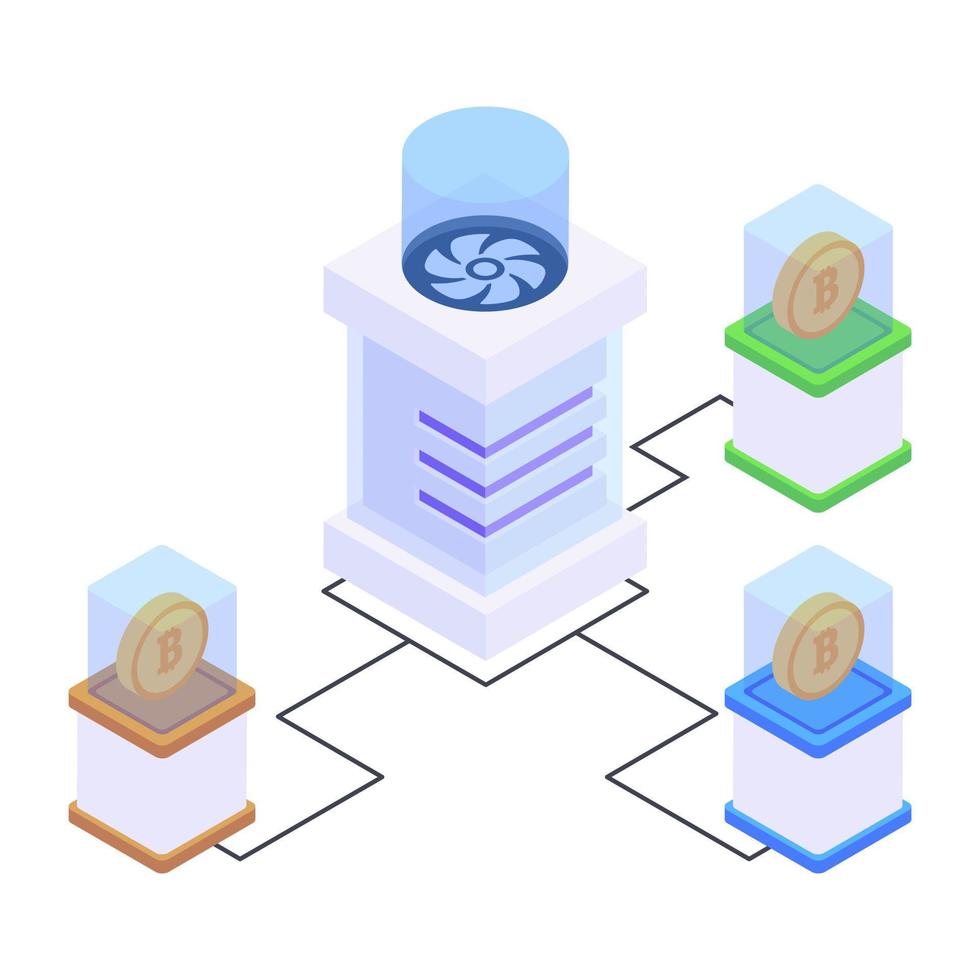 Blockchain network isometric style icon, editable vector