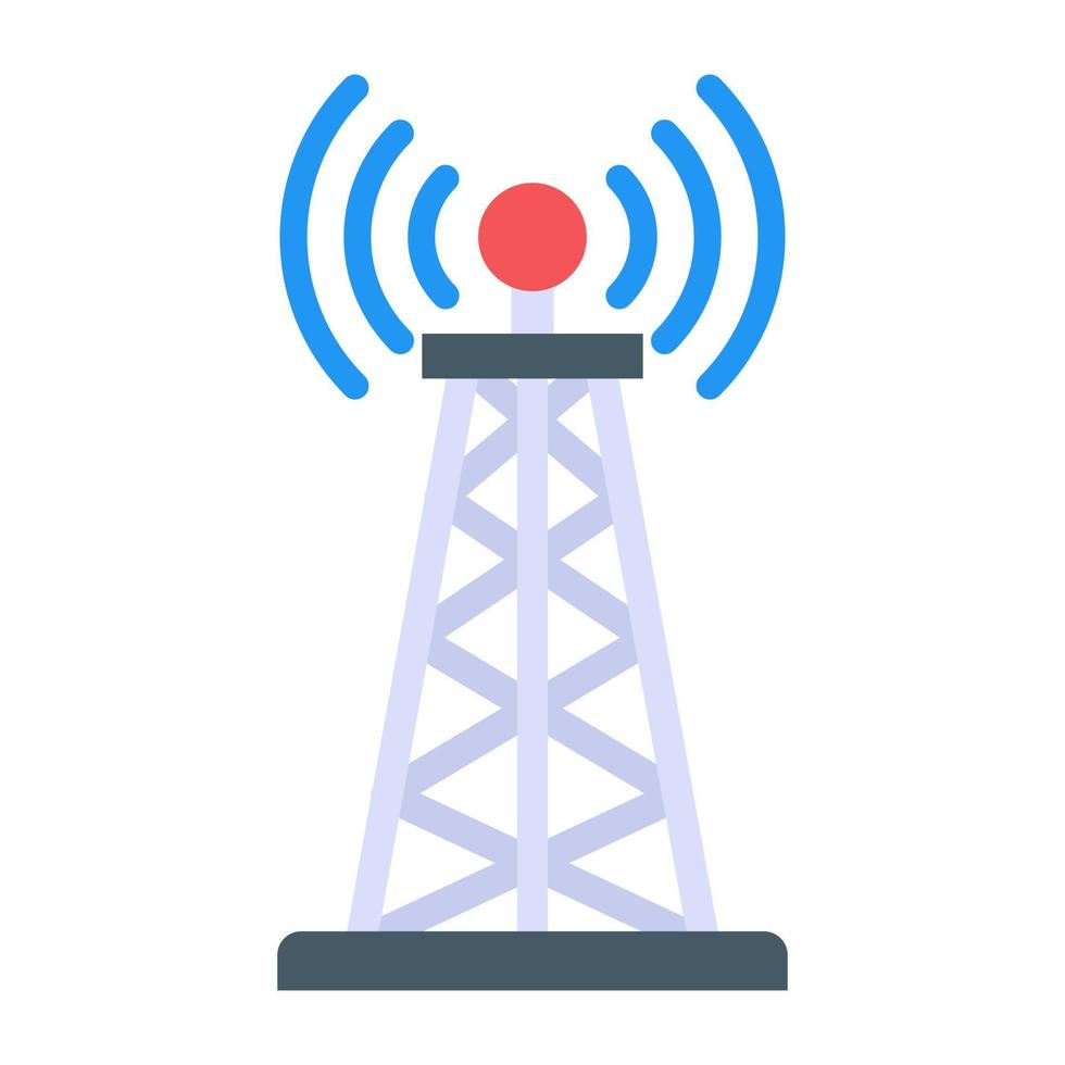 Signal Tower in flat trendy editable icon vector