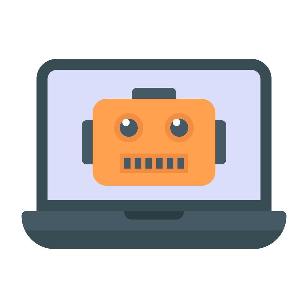 Computer robot flat style icon vector
