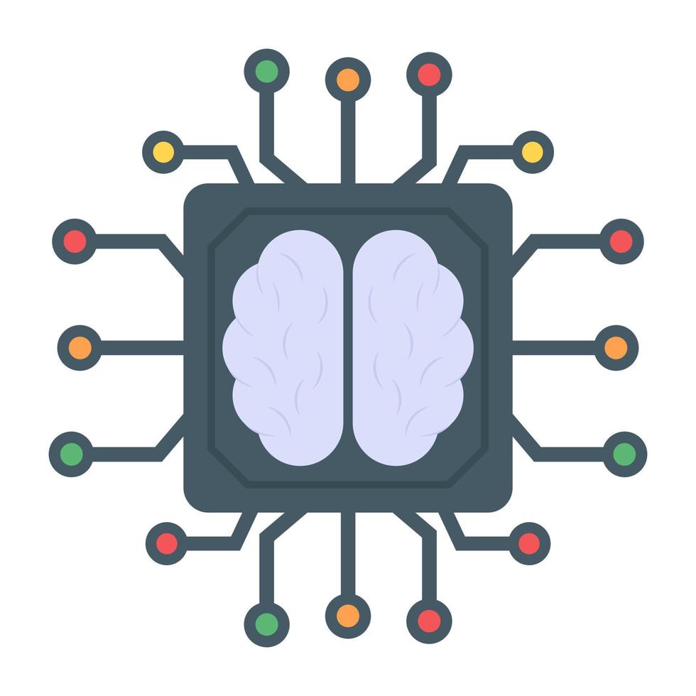 Microchip in flat icon, editable vector