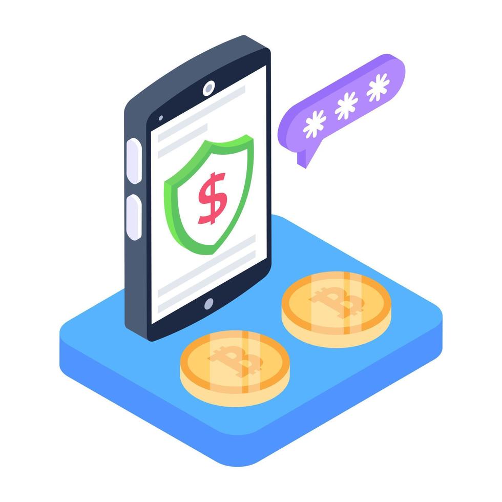 A bitcoin servers isometric icon design vector