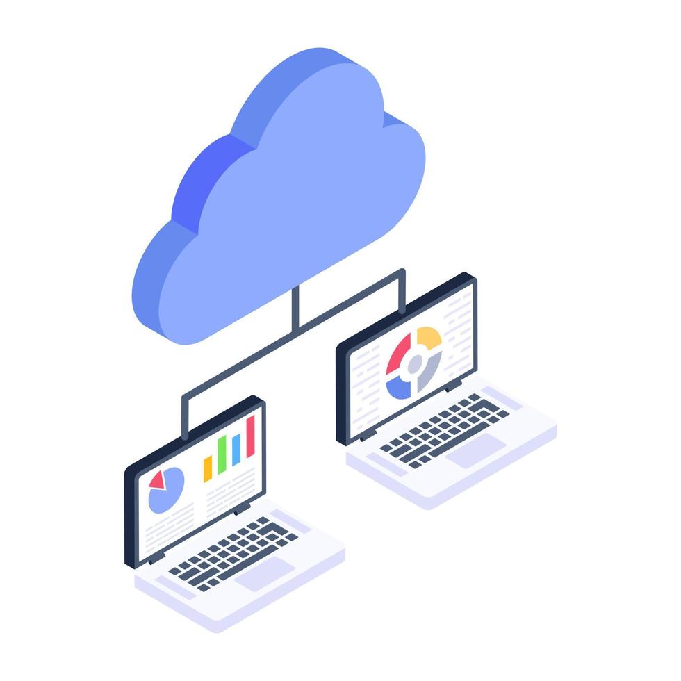 A data display icon in isometric design vector