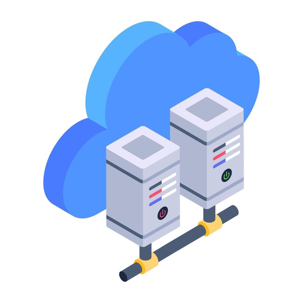 A modern isometric icon of cloud database vector