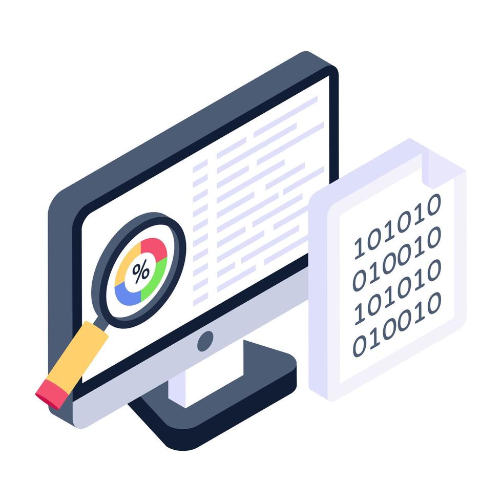 A data display icon in isometric design vector