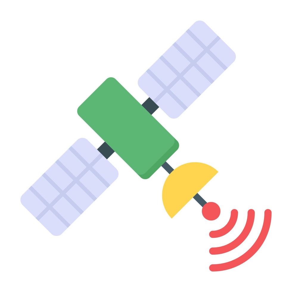 Artificial satellite in flat icon, editable vector