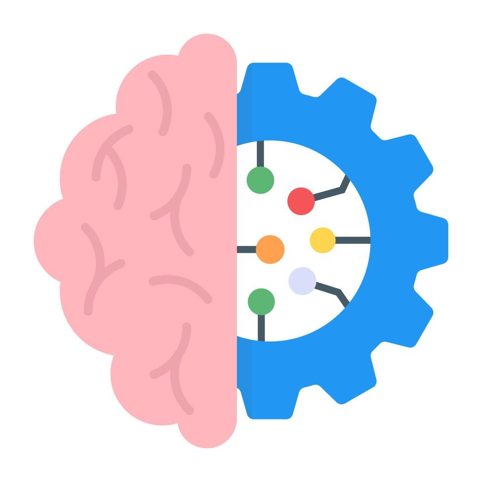 Ai brain in flat icon, editable vector