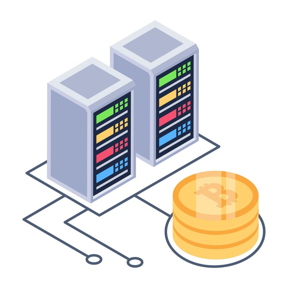 Bitcoin dataserver isometric design, editable vector