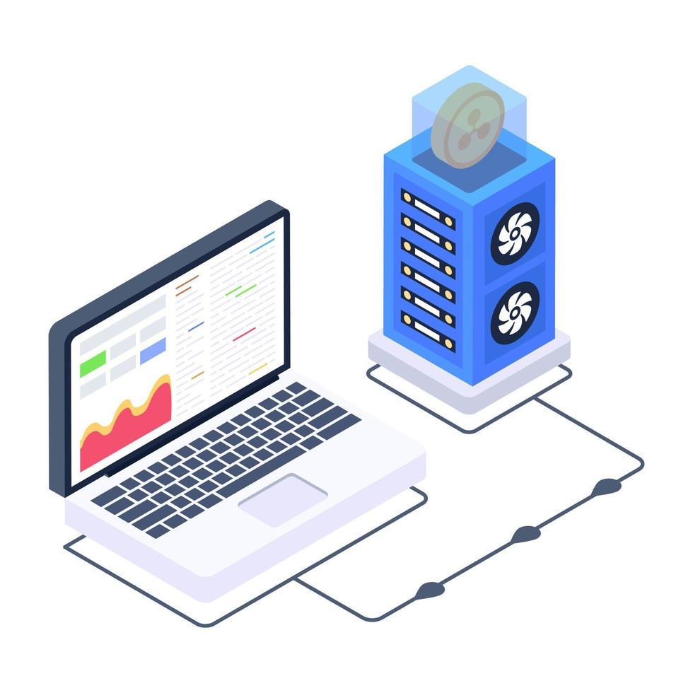 Bitcoin dataserver isometric design, editable vector