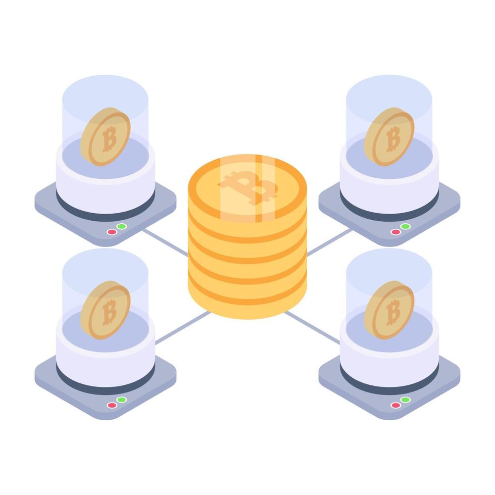 Bitcoin dataserver isometric design, editable vector