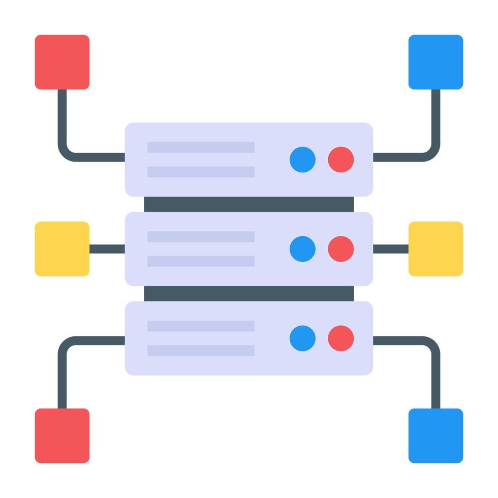 Database hosting in flat design icon vector