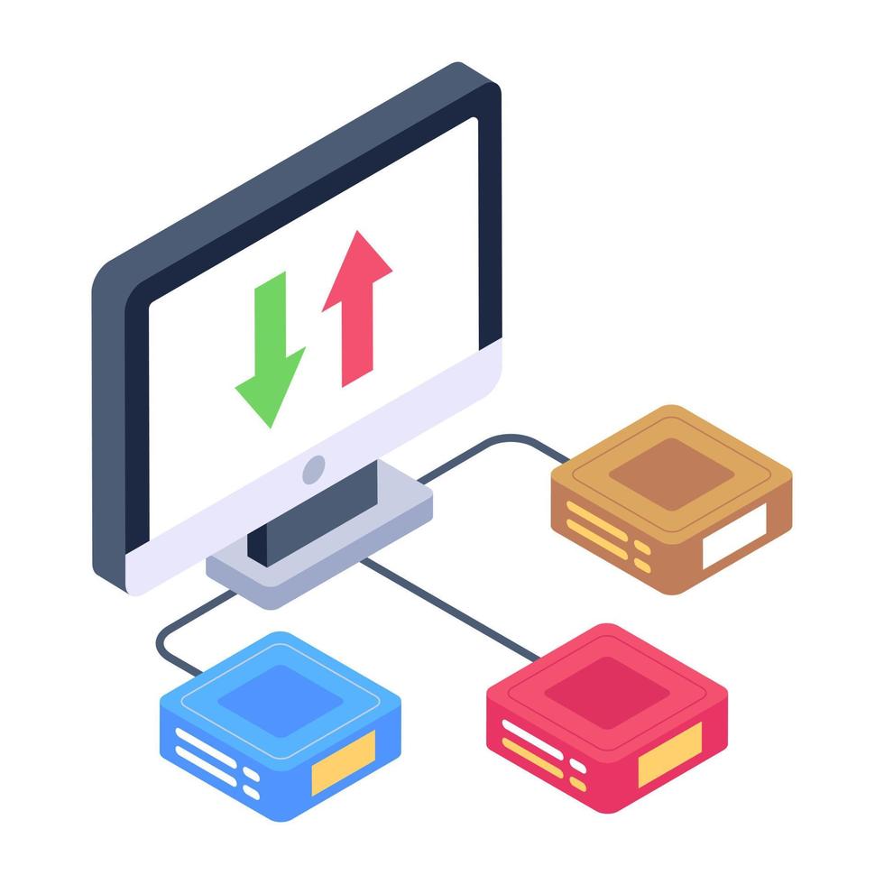 A cloud databases isometric icon vector