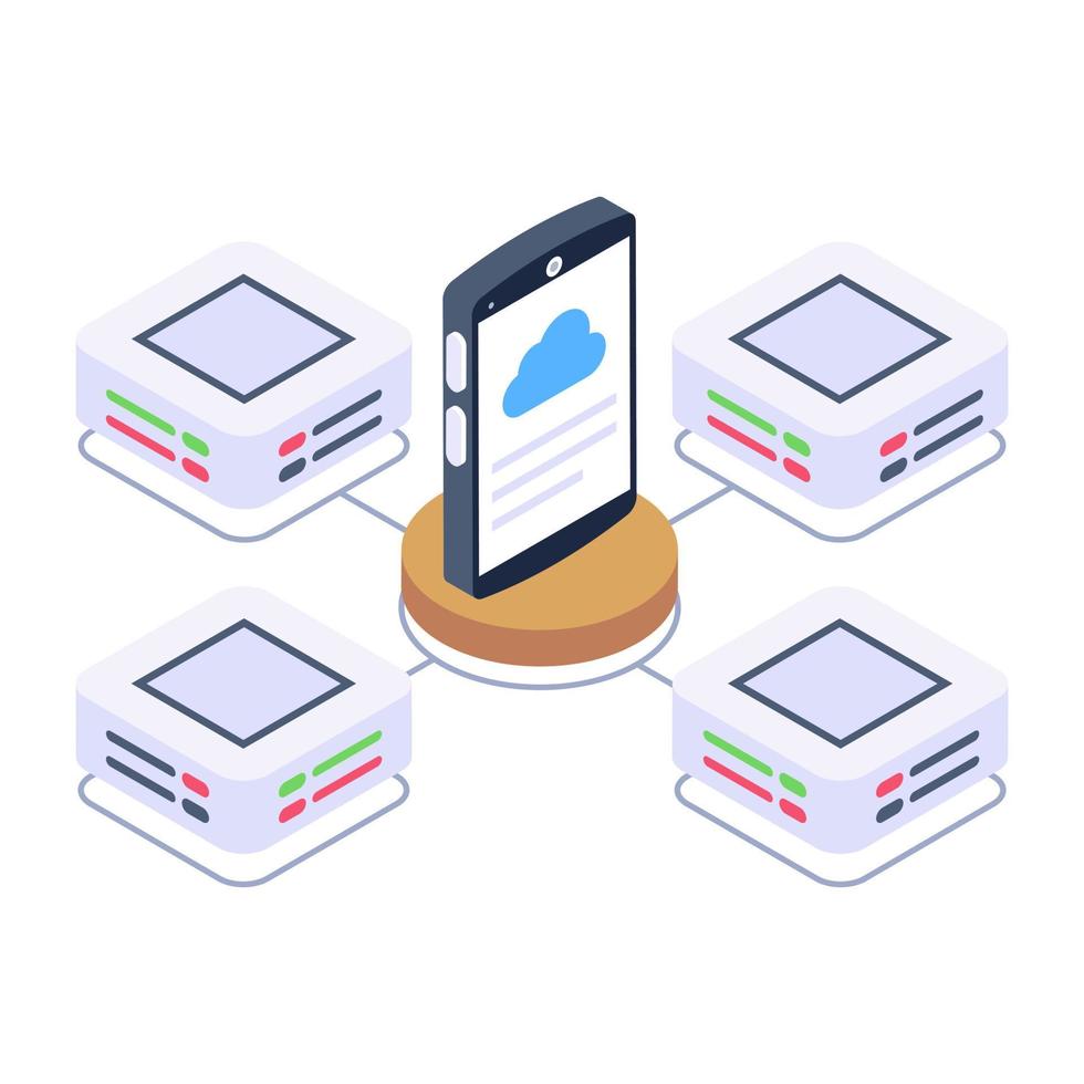 A data hosting icon in editable isometric design vector