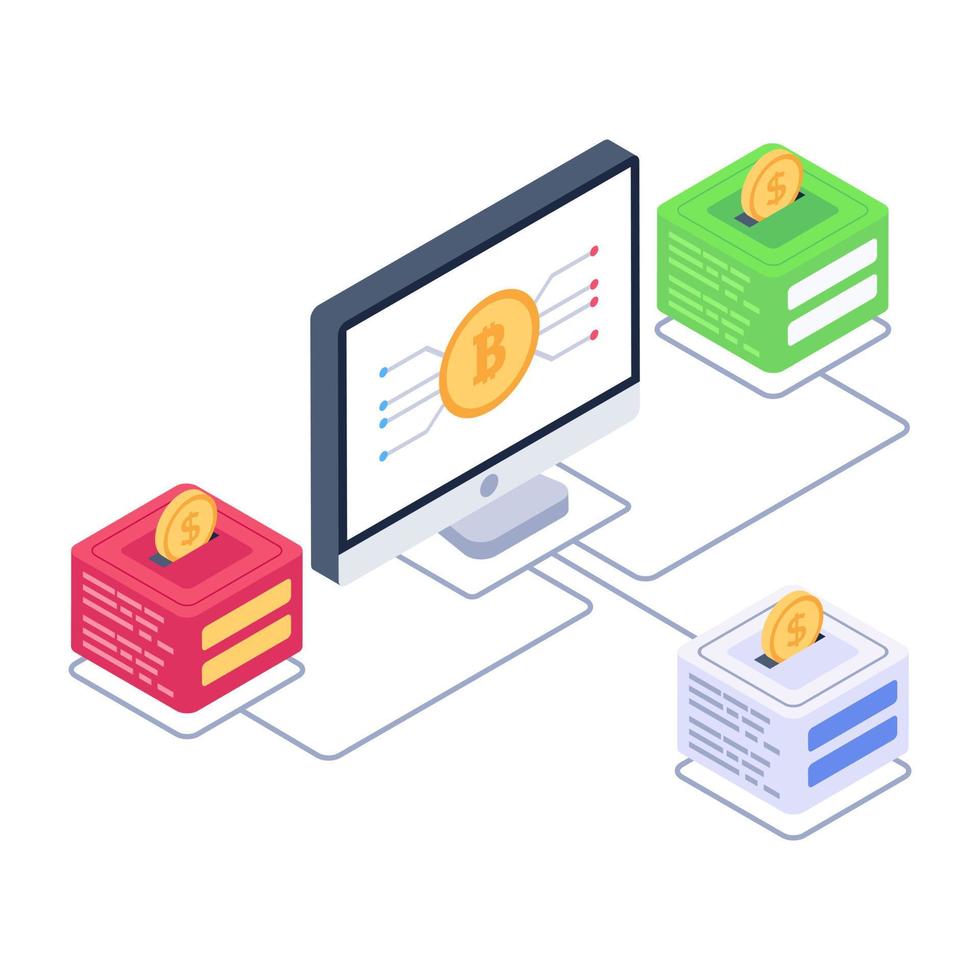 Crypto datacenter icon in isometric design, editable design vector