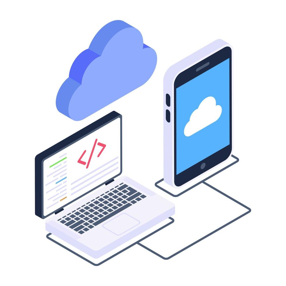 An online business data isometric icon vector