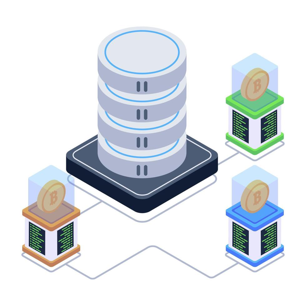 Crypto datacenter icon in isometric design, editable design vector