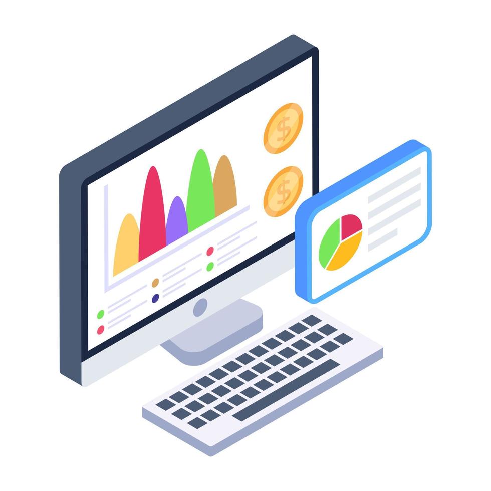 An online business data isometric icon vector