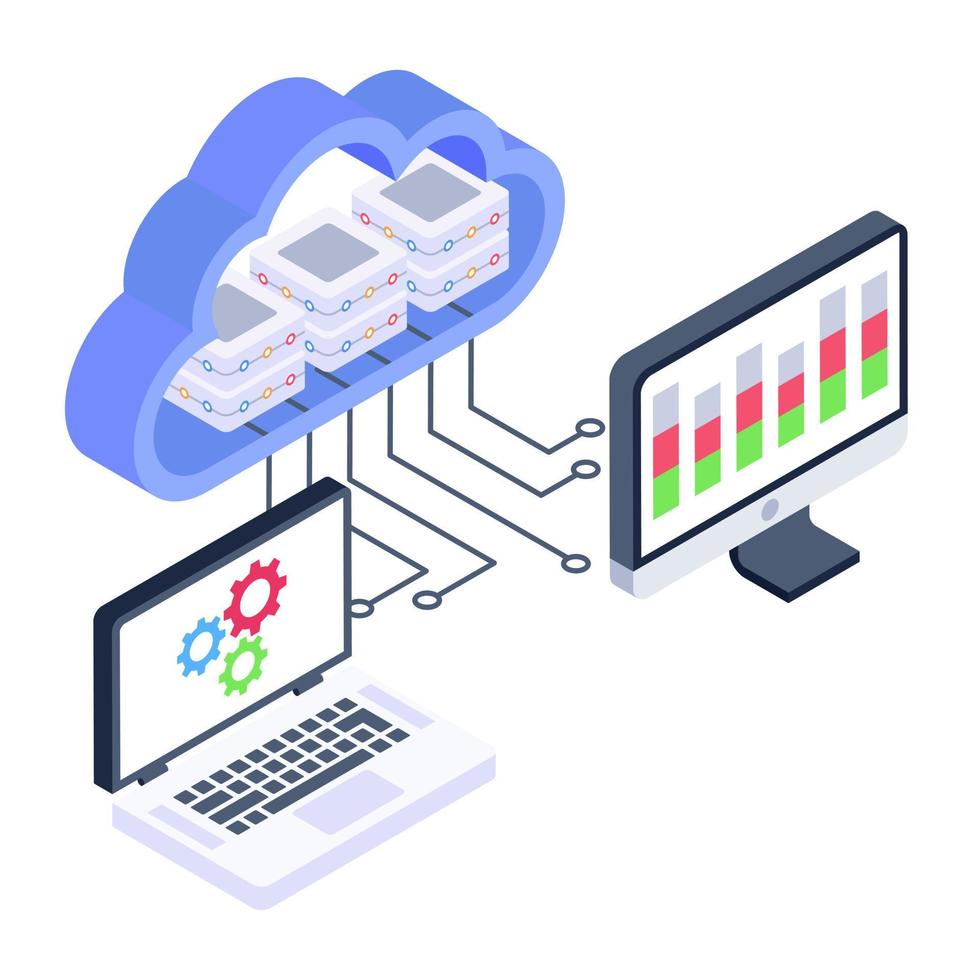 An online business data isometric icon vector