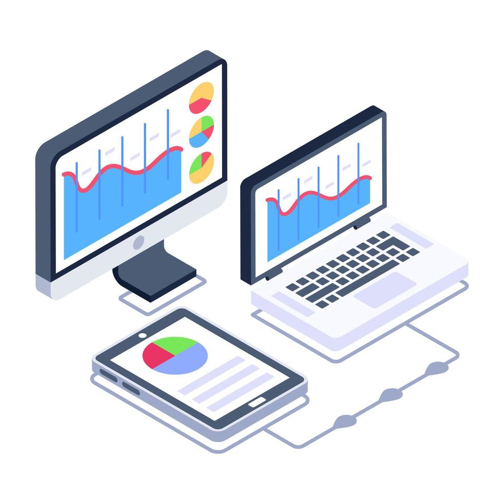 An online business data isometric icon vector