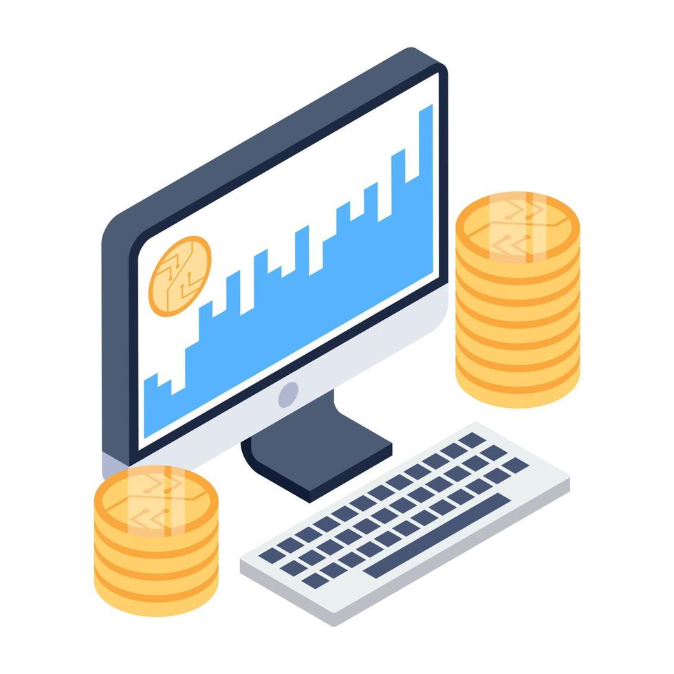 Crypto datacenter icon in isometric design, editable design vector