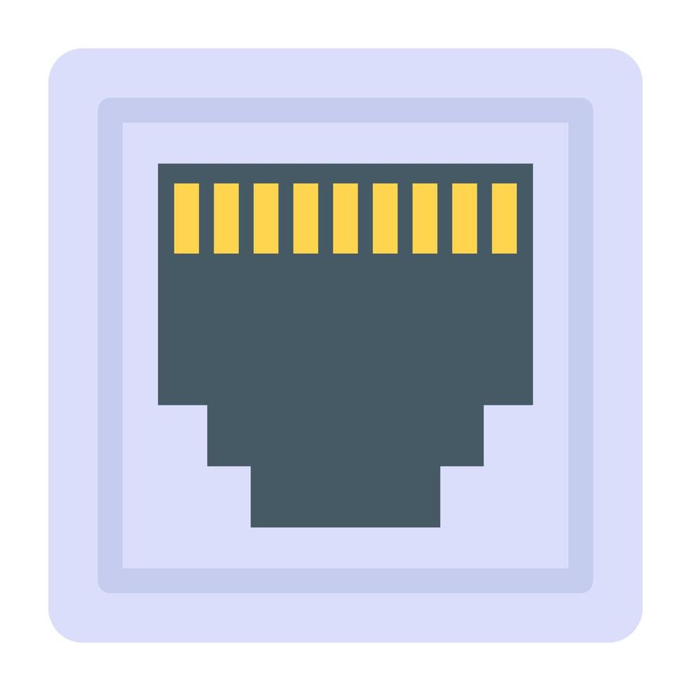 icono de moda plana puerto ethernet vector