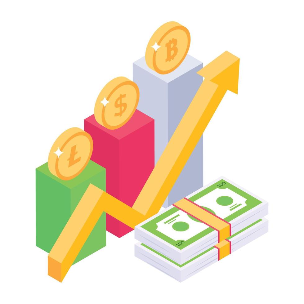 Financial profit isometric icon, editable vector