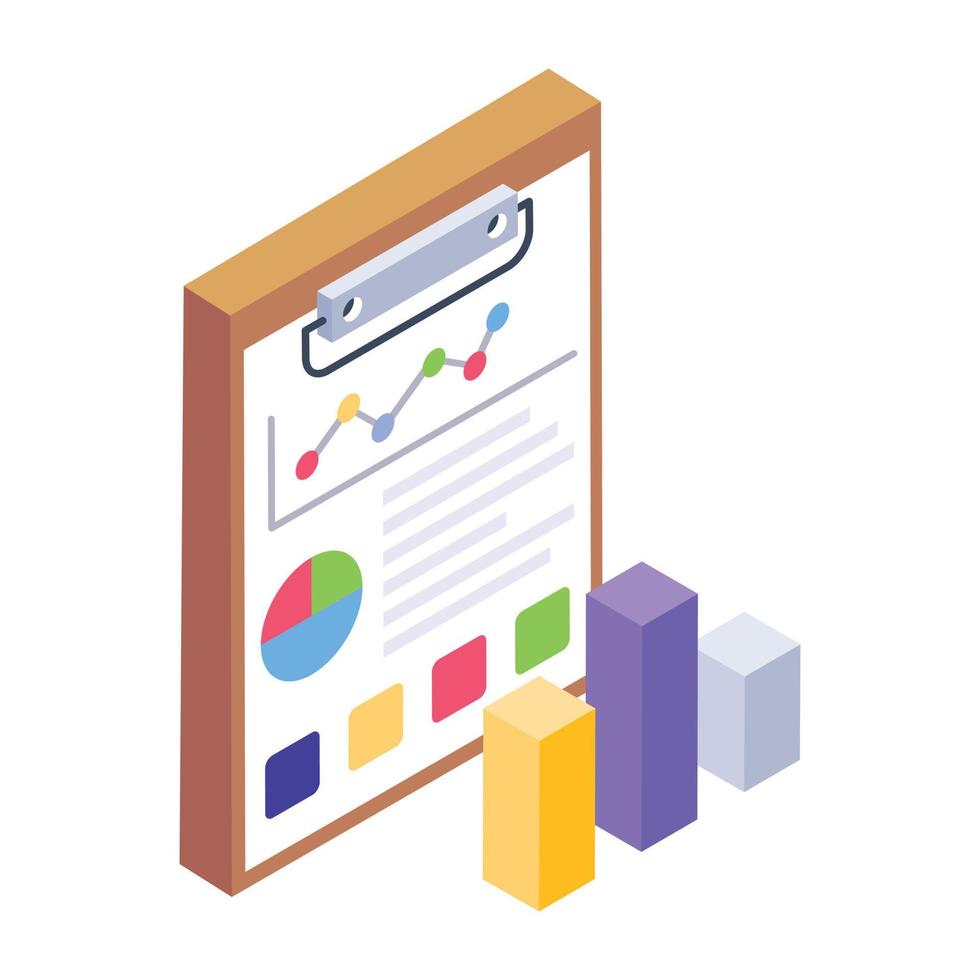 Business document isometric icon, editable vector
