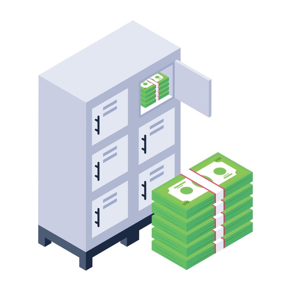 Money locker  and briefcase trendy unique isometric icon vector