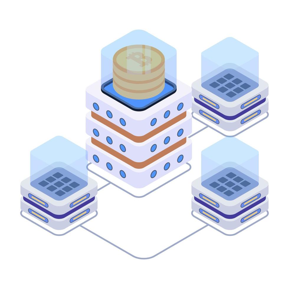 Crypto datacenter icon in isometric design, editable design vector