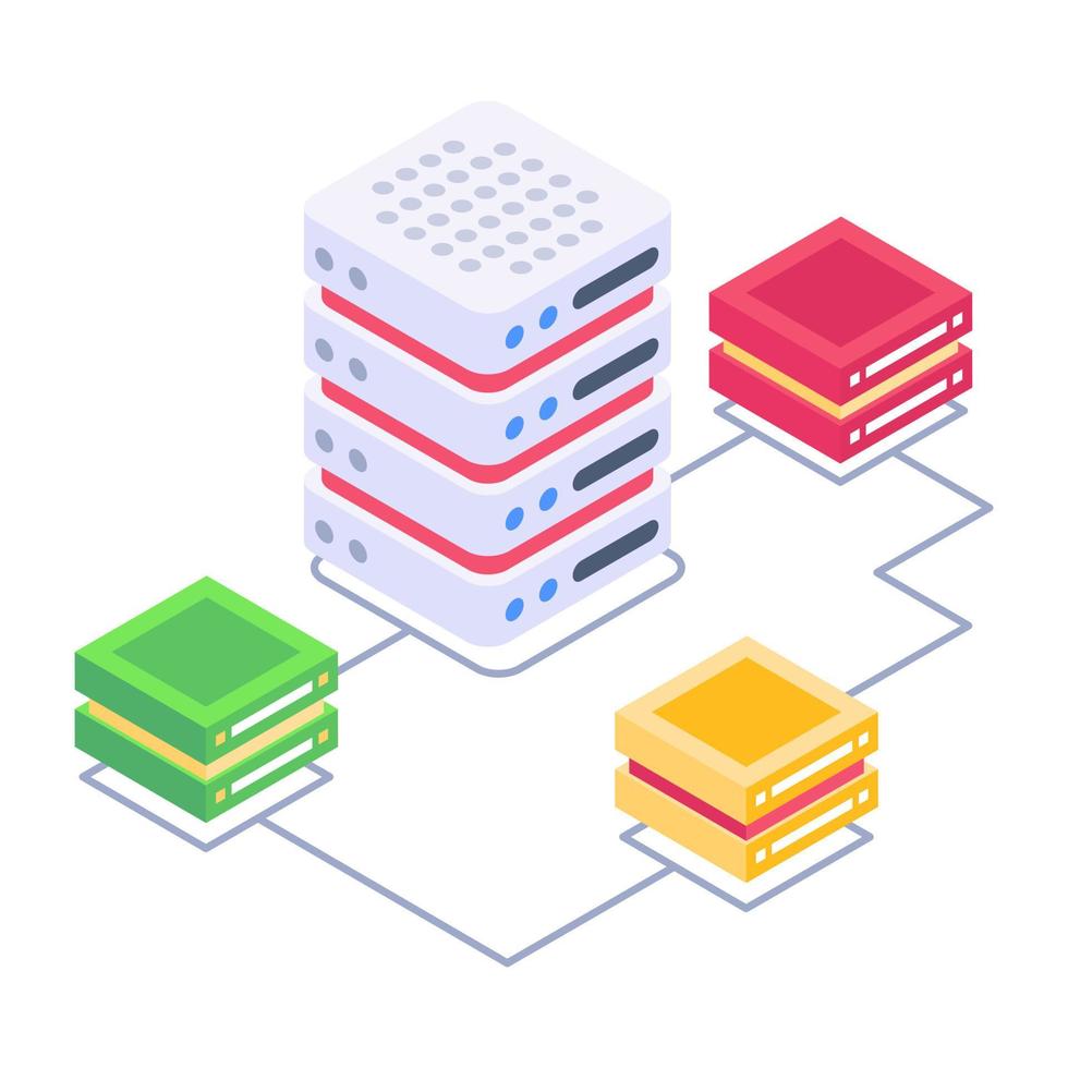 Servers 1network isometric style icon, editable vector