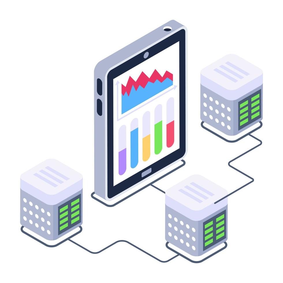 Servers 1network isometric style icon, editable vector