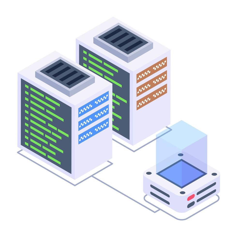 Servers 1network isometric style icon, editable vector