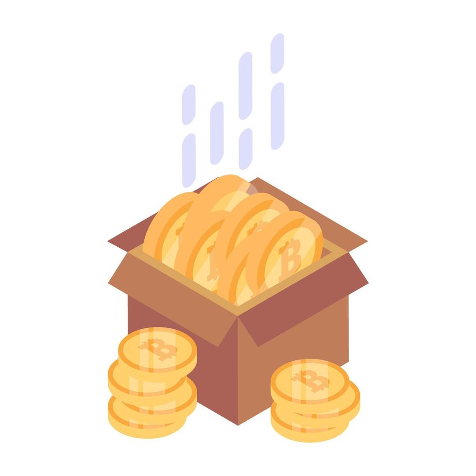 Digital coins box isometric style editable vector