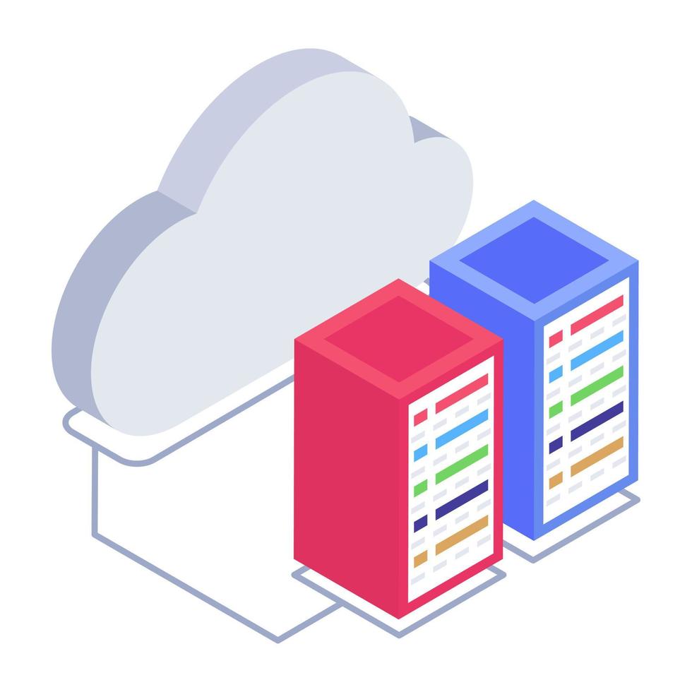 Servers 1network isometric style icon, editable vector