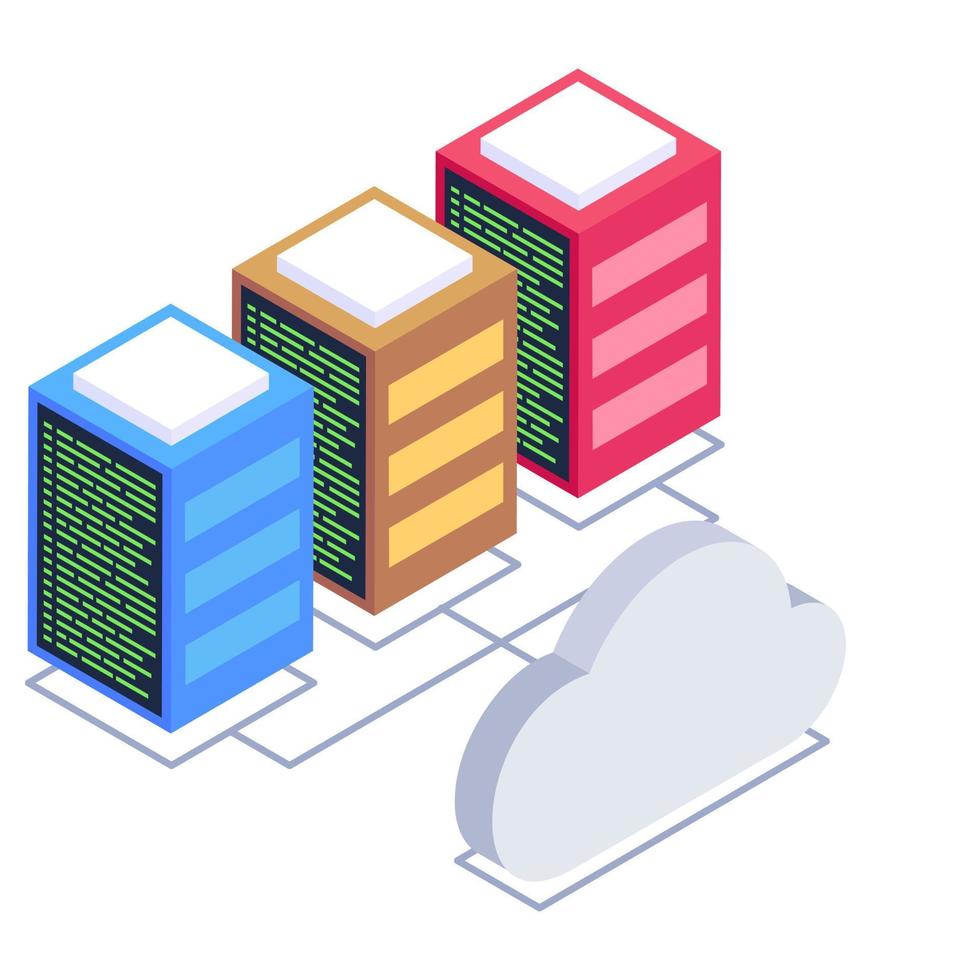 Servers 1network isometric style icon, editable vector