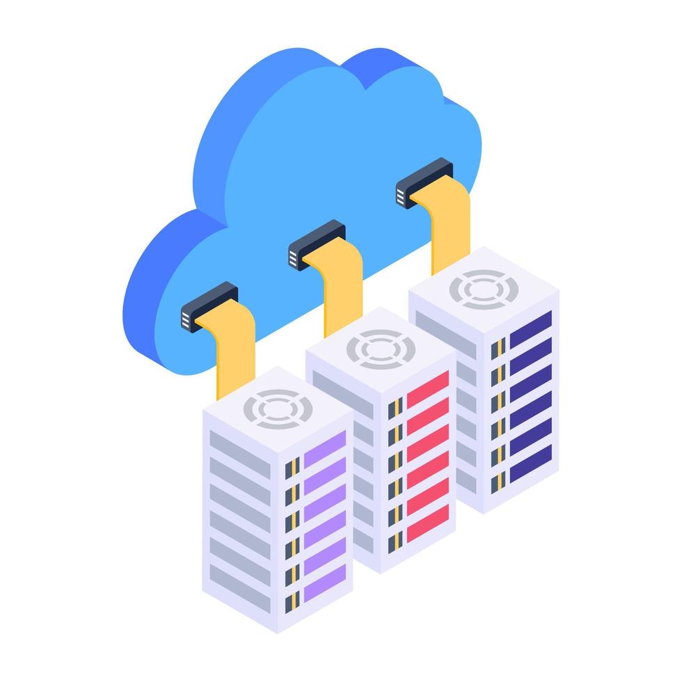 Servers 1network isometric style icon, editable vector