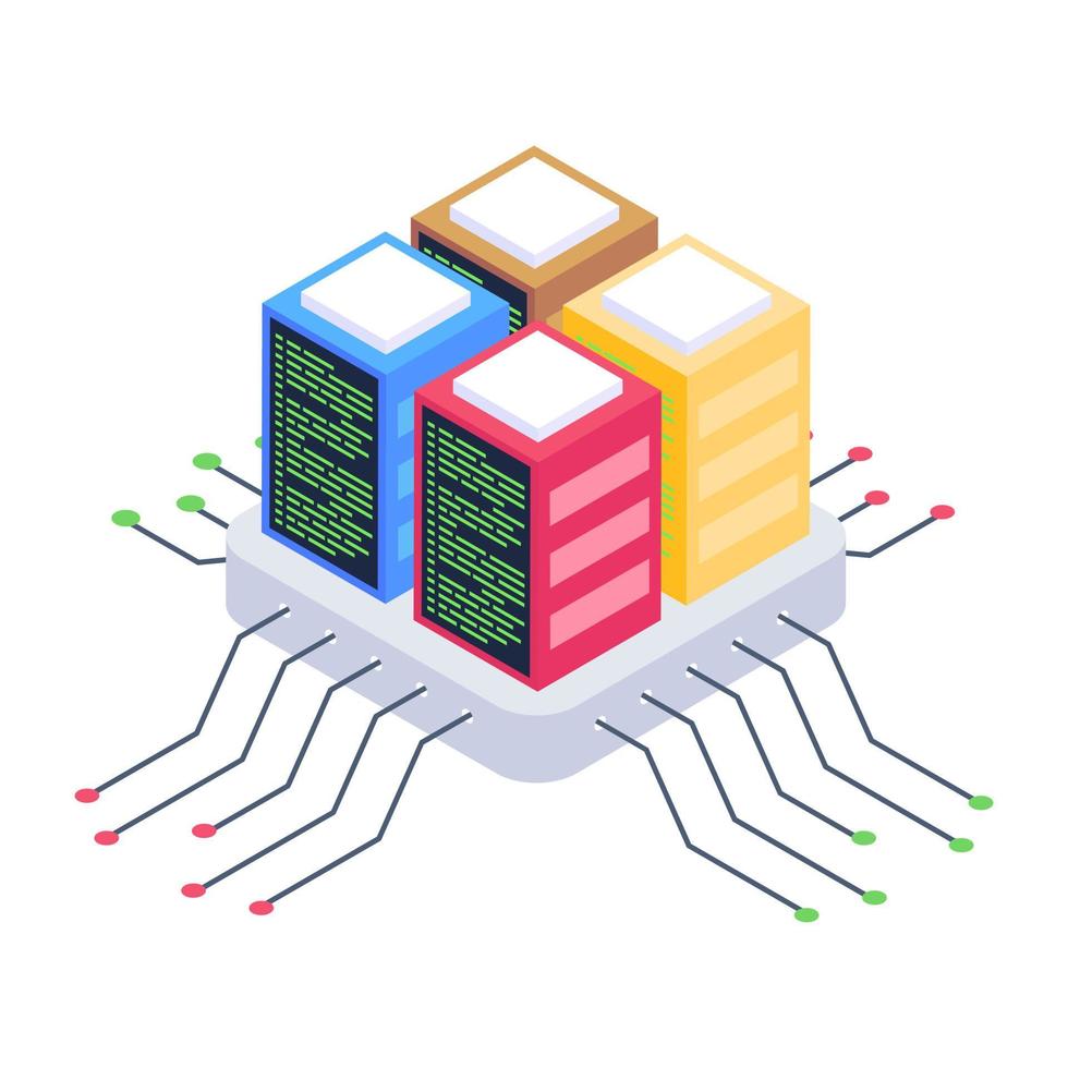 Servers 1network isometric style icon, editable vector