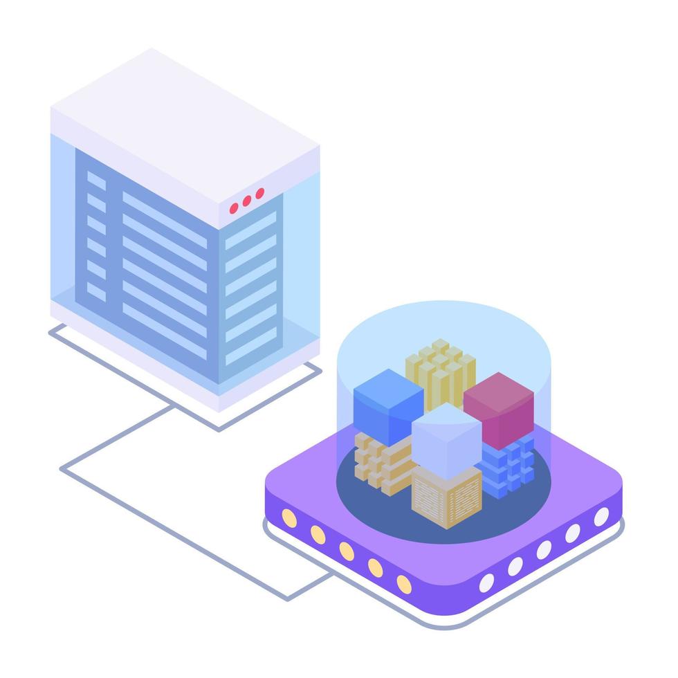 Servers 1network isometric style icon, editable vector