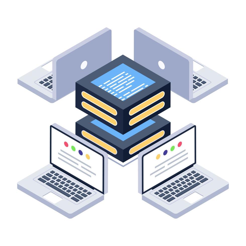 An online business data isometric icon vector