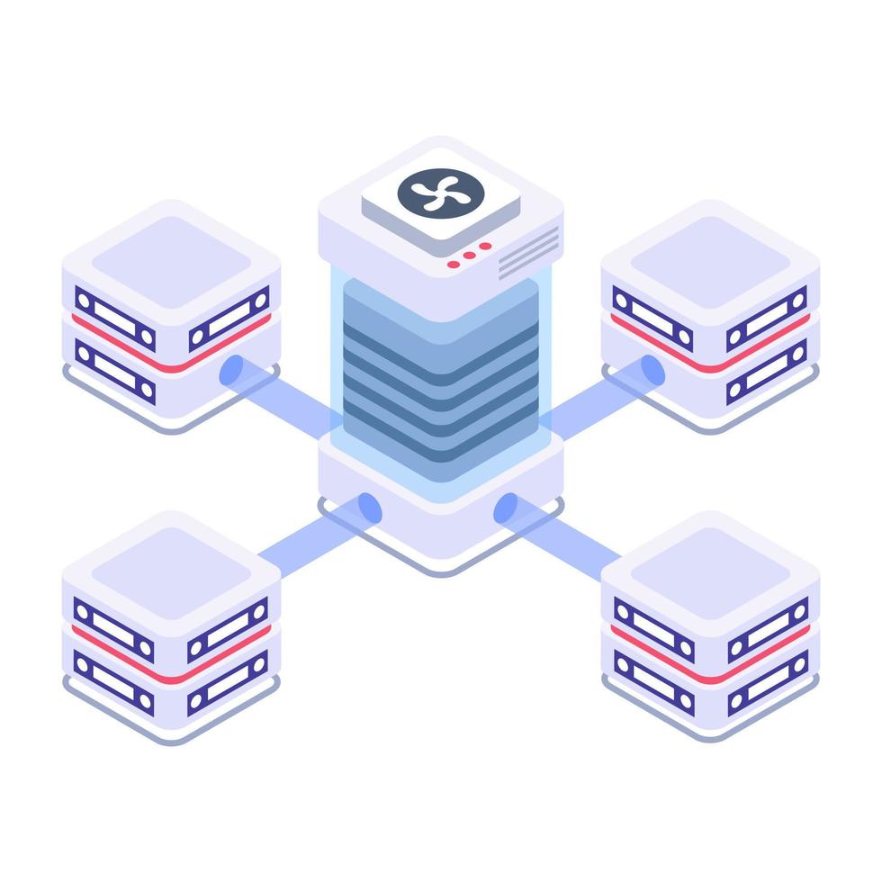 Servers 1network isometric style icon, editable vector