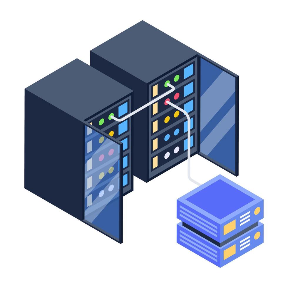 Servers 1network isometric style icon, editable vector