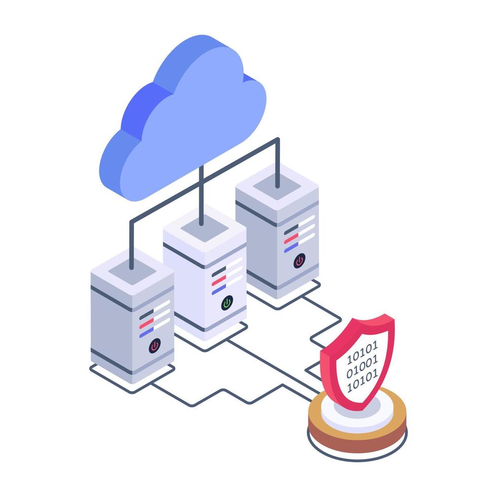 Servers 1network isometric style icon, editable vector