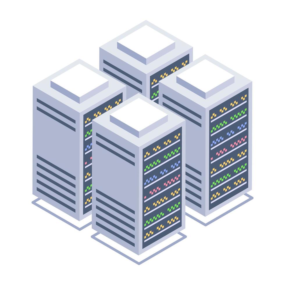 Servers 1network isometric style icon, editable vector
