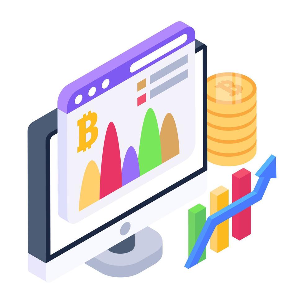 An online business data isometric icon vector