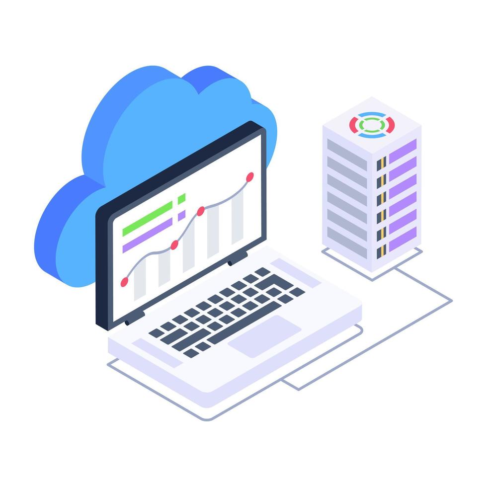 An online business data isometric icon vector