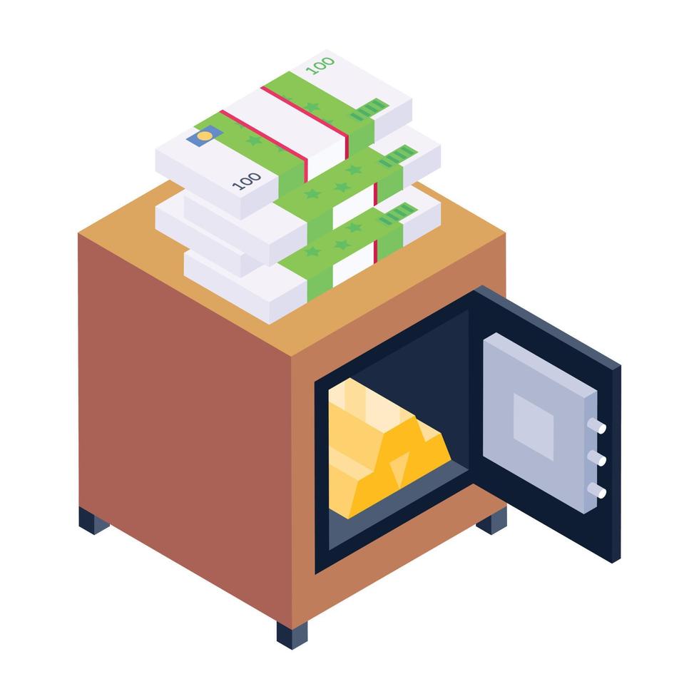 Money locker  and briefcase trendy unique isometric icon vector