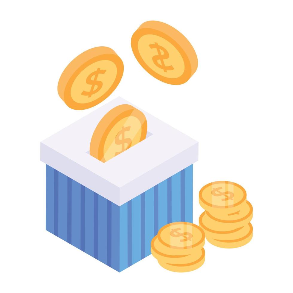 Money locker  and briefcase trendy unique isometric icon vector