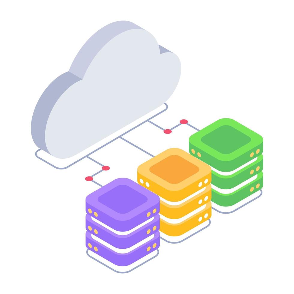 Servers 1network isometric style icon, editable vector