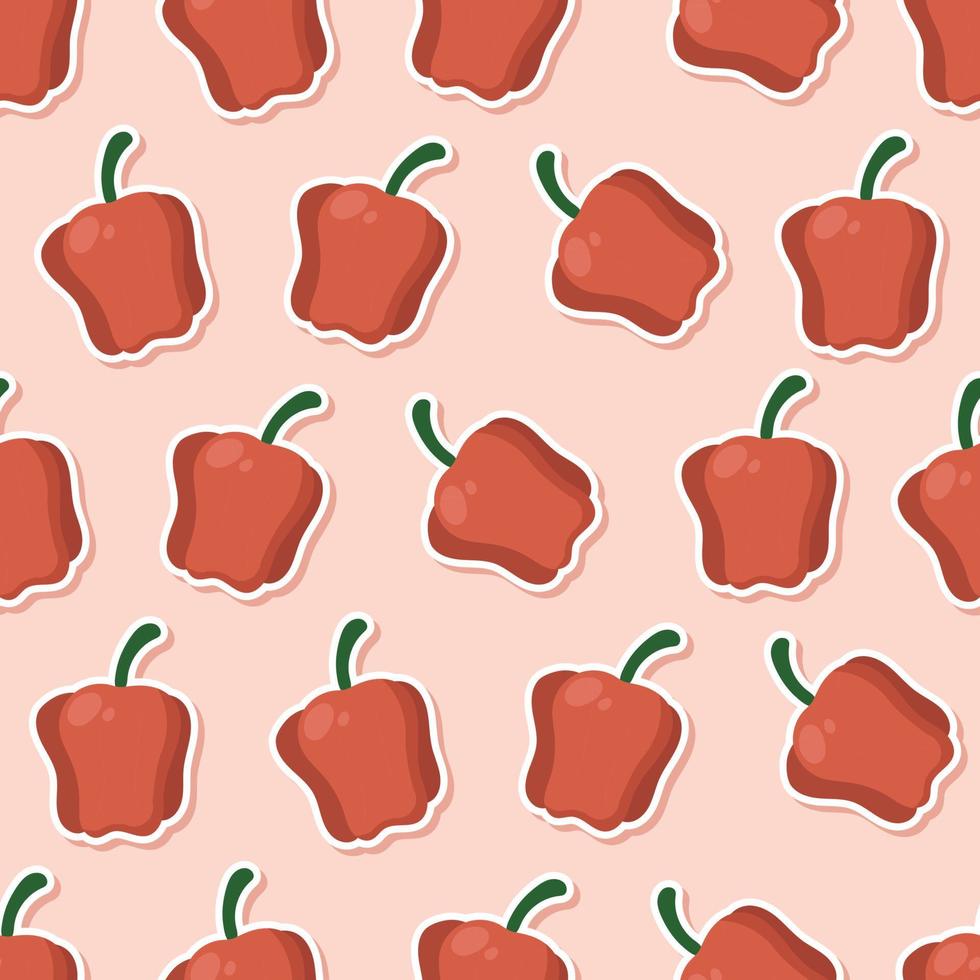 Seamless bell pepper cartoon sticker pattern vector