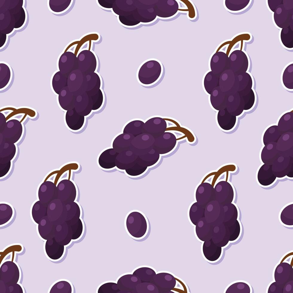 Seamless grape cartoon sticker pattern vector