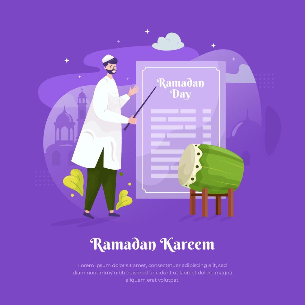 Flat design of learn about fasting Ramadan kareem day concept vector